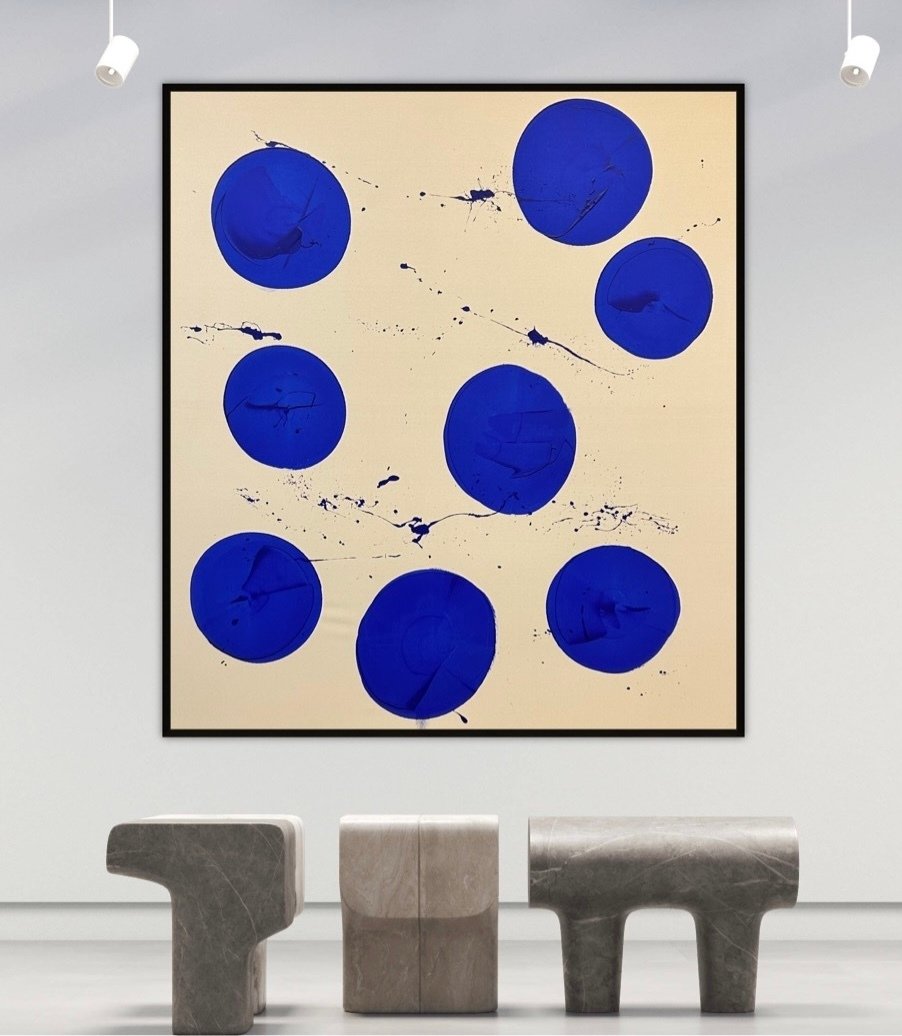 Blue Abstract Textured Painting XXL (175x155cm) – Original Wall Art by Stefanie Raus