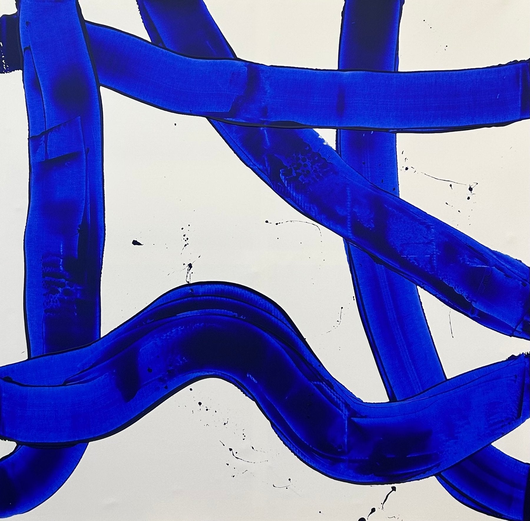 Blue Abstract XXL Painting 160x160 cm – Original Textured Artwork by Stefanie Raus