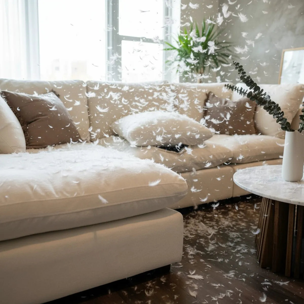 Cloud Nine Feather-Filled Sofa in Off White – Left Chaise by Casa Di Andi Dubai.