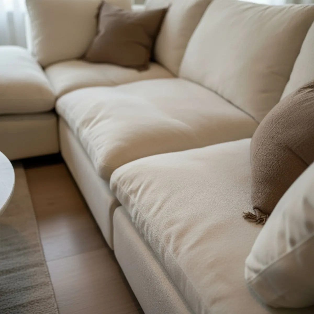 Cloud Nine Feather-Filled Sofa in Off White – Left Chaise by Casa Di Andi Dubai.