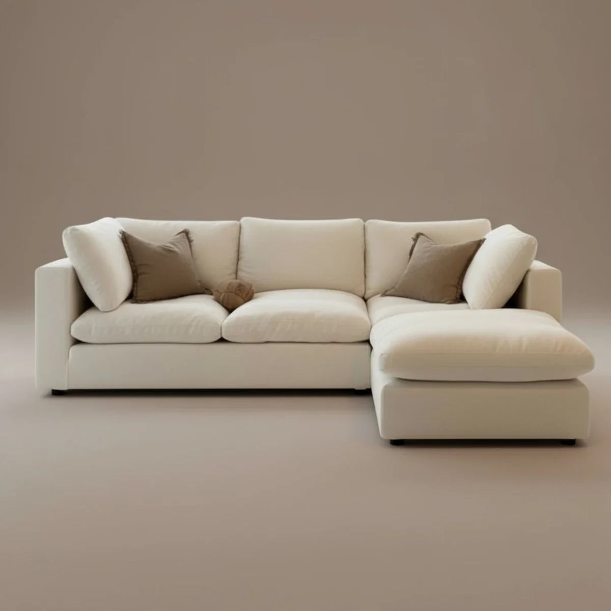 Cloud Nine Feather-Filled Sectional Sofa – Deep Seat Comfort – Off White Right Chaise – UAE