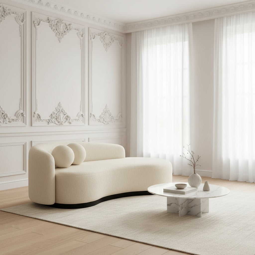 Luna 3-Seater Sofa — Cream Bouclé (Left Arm)