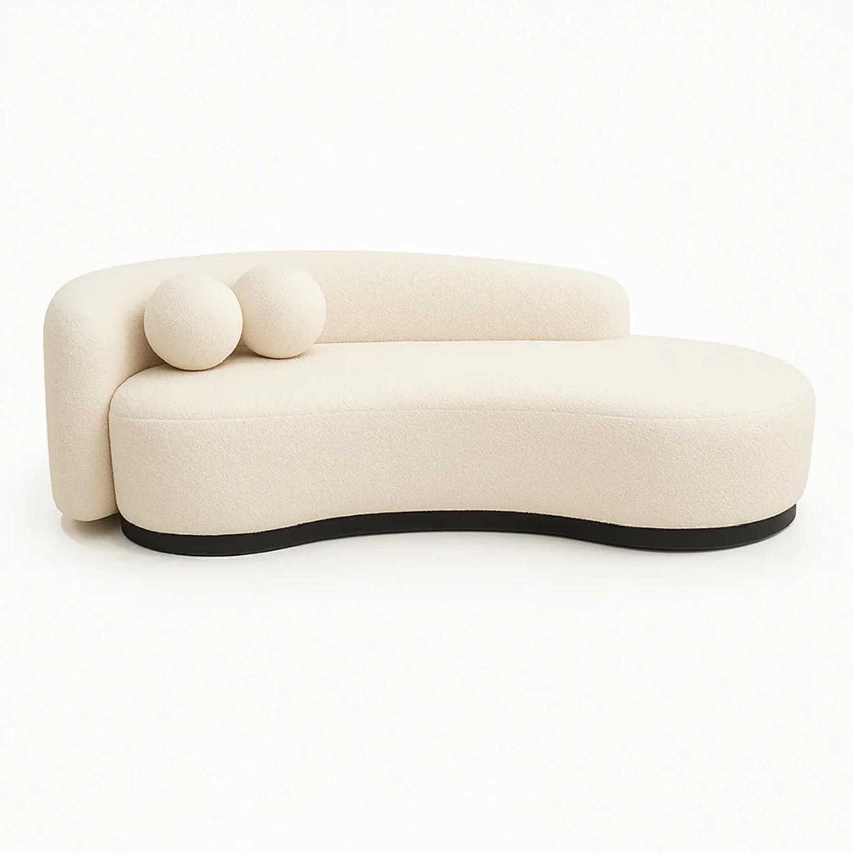 Luna 3-Seater Sofa — Cream Bouclé (Left Arm)
