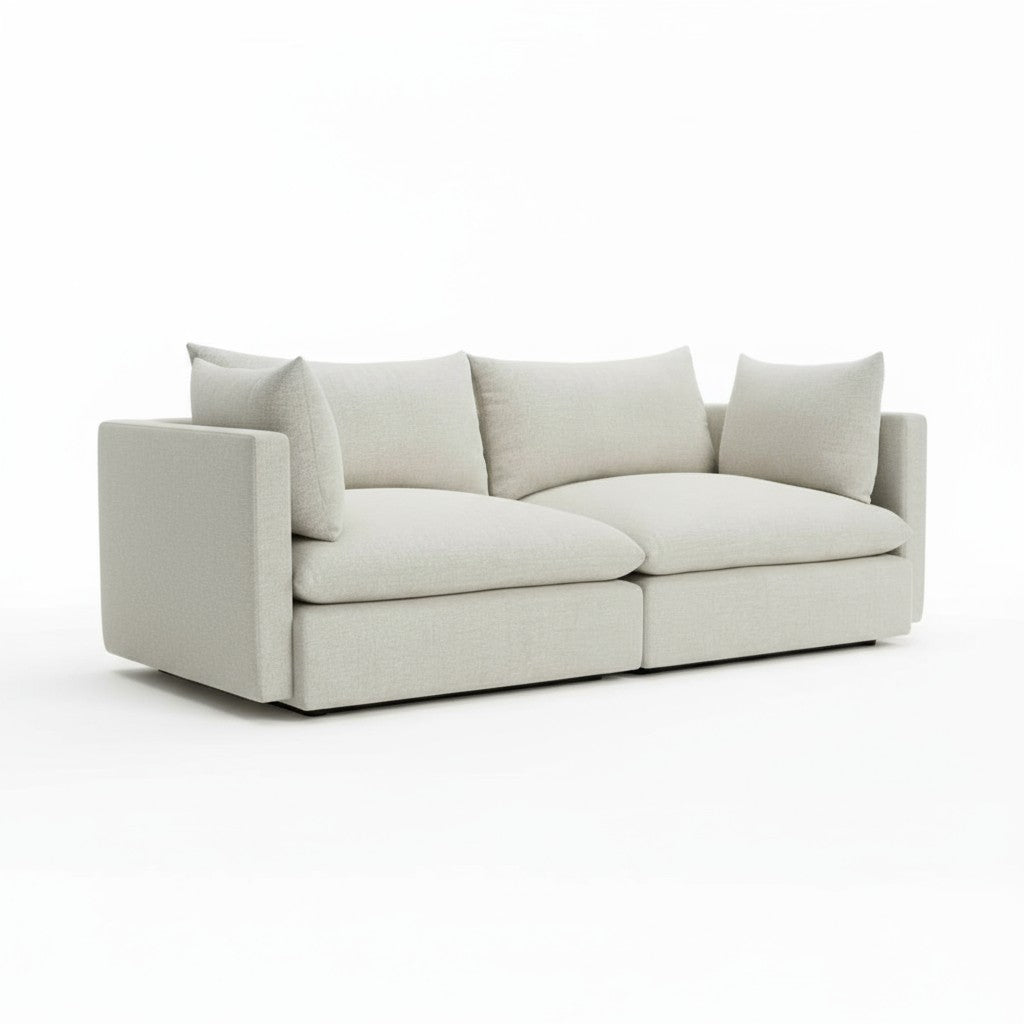 Vera 2-Seater Sofa — Stone Beige Woven Fabric