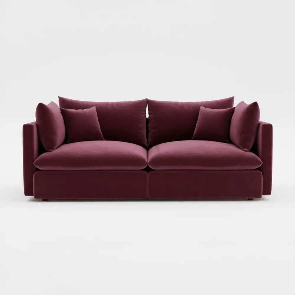 Vera 2-Seater Sofa in burgundy velvet fabric by Casa Di Andi Dubai